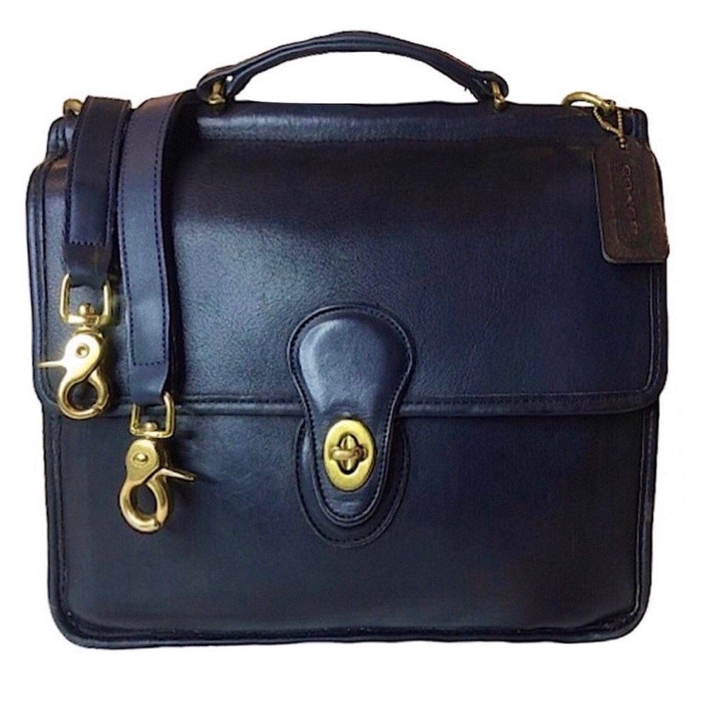 COACH WILLIS Navy Blue Glove Tanned Leather Shoulder Bag Vintage USA 9927 COA - Picture 17 of 17